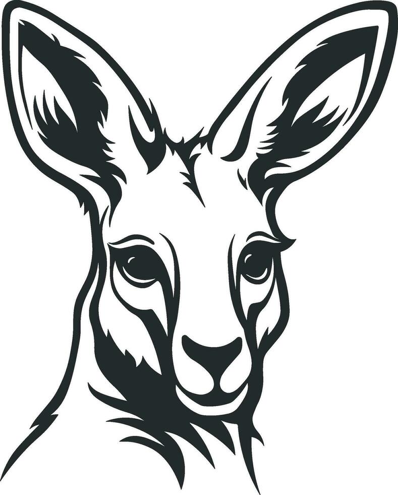 black silhouette of a kangaroo with blue eyes without background vector