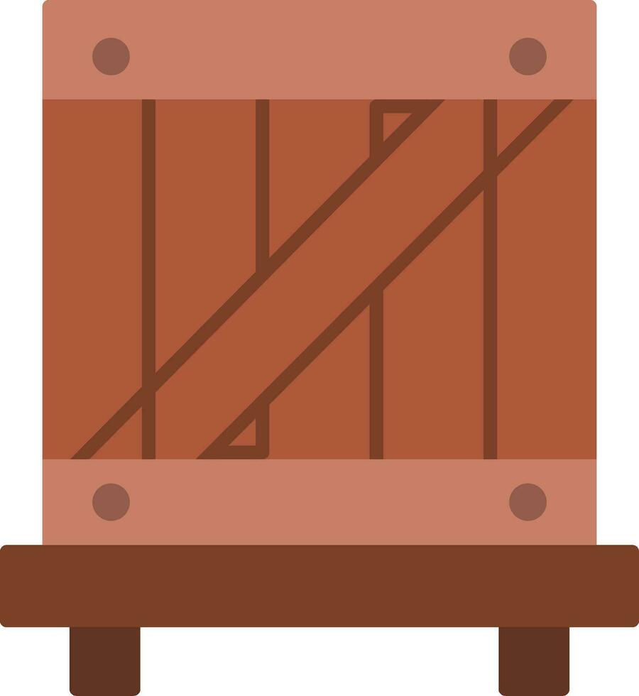 icono plano de caja de madera vector