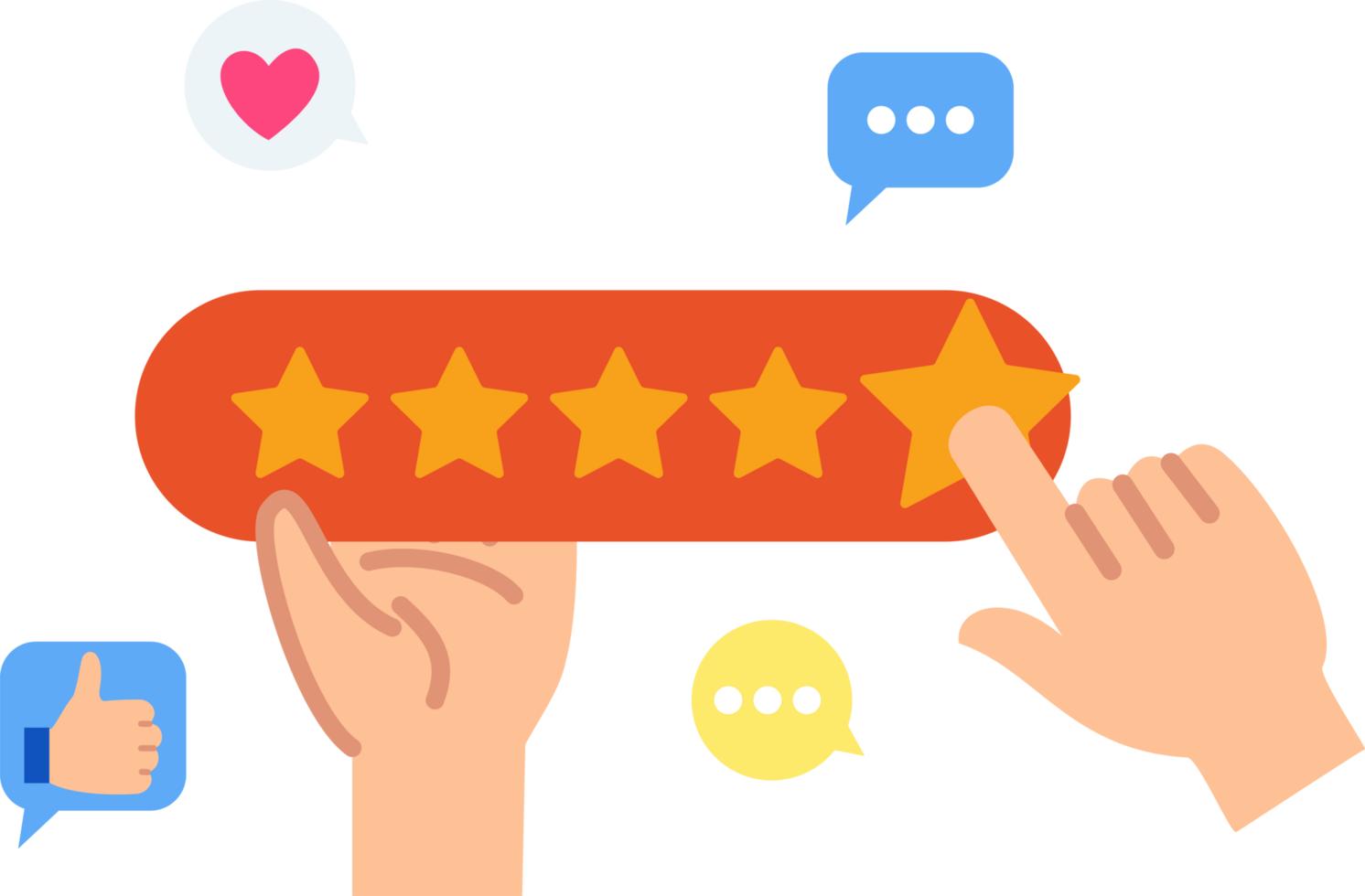 hand with finger give five star feedback png