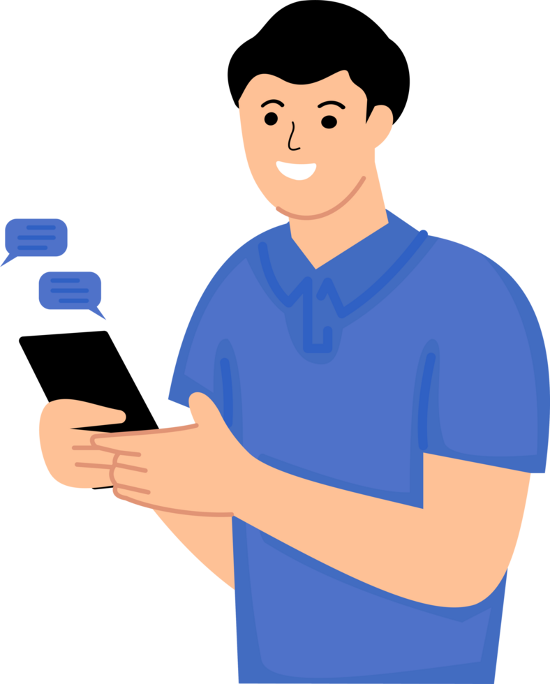 young man sending message at social networks png