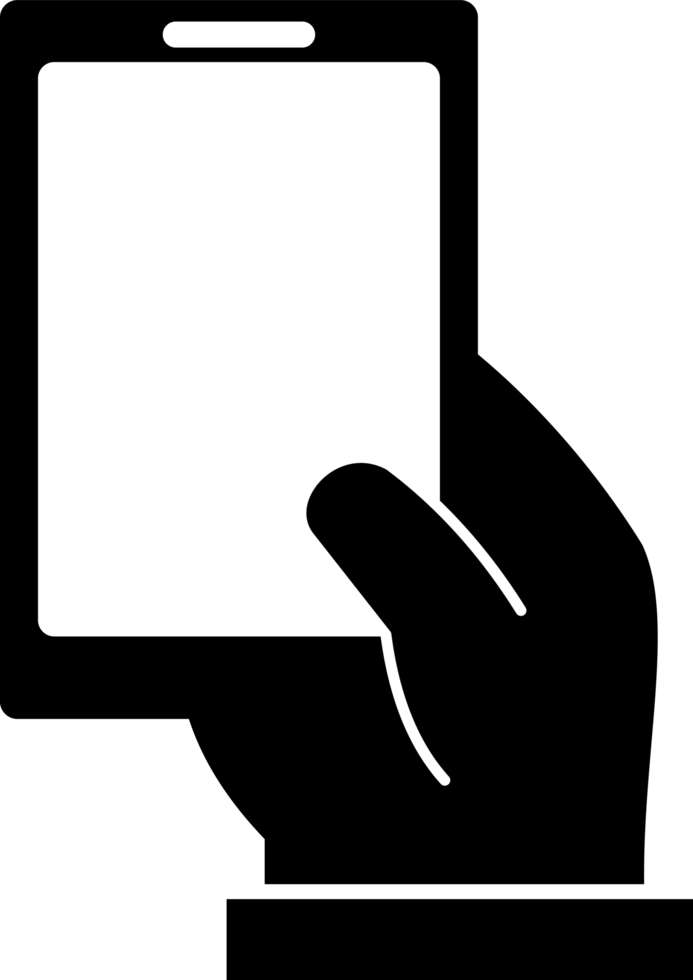 smartphone in hand icons in flat style png