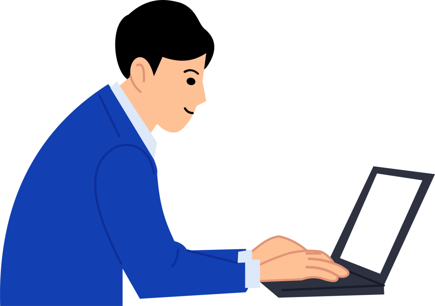 employee working with laptop or man in business suit using laptop png