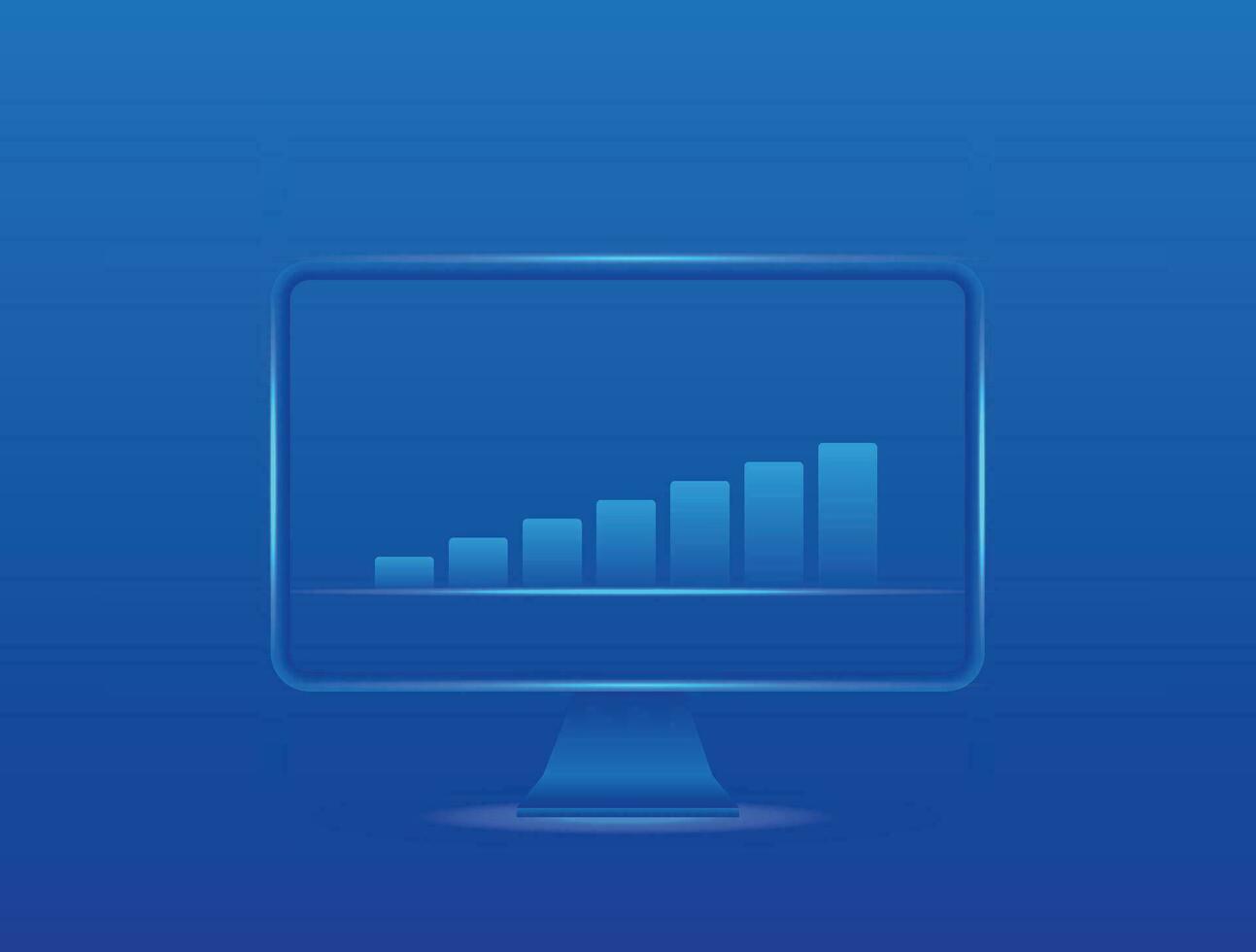 Computer monitor with a bar chart on it vector