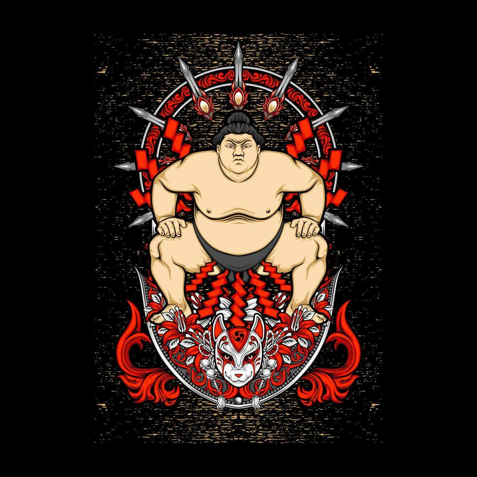 japonés sumo ilustración para t camisa diseño vector