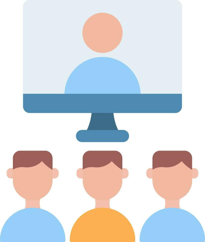 Virtual Class Flat Icon vector
