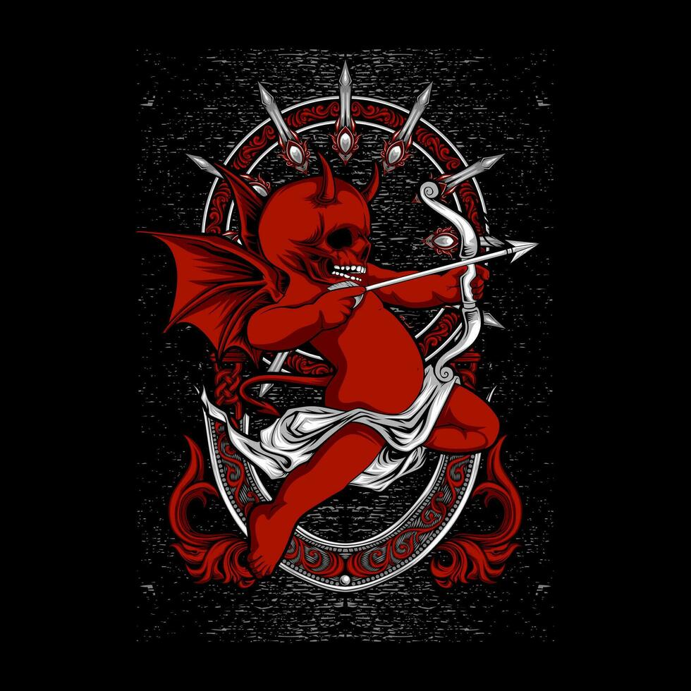 devil cupid illustration for t shirt design vector