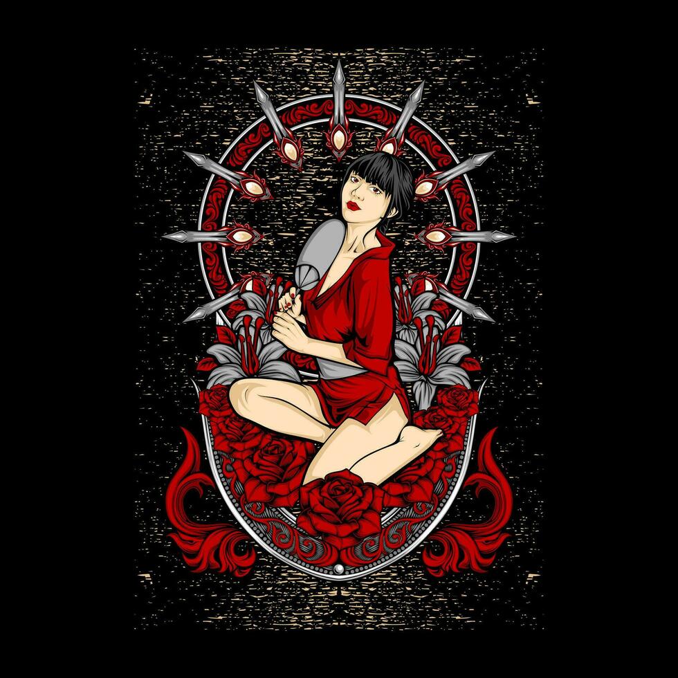 charming girl illustration for t shirt design vector