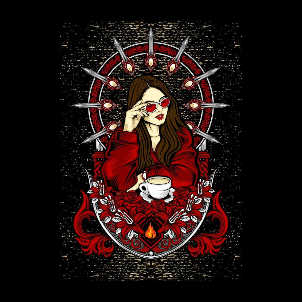 charming girl illustration for t shirt design vector