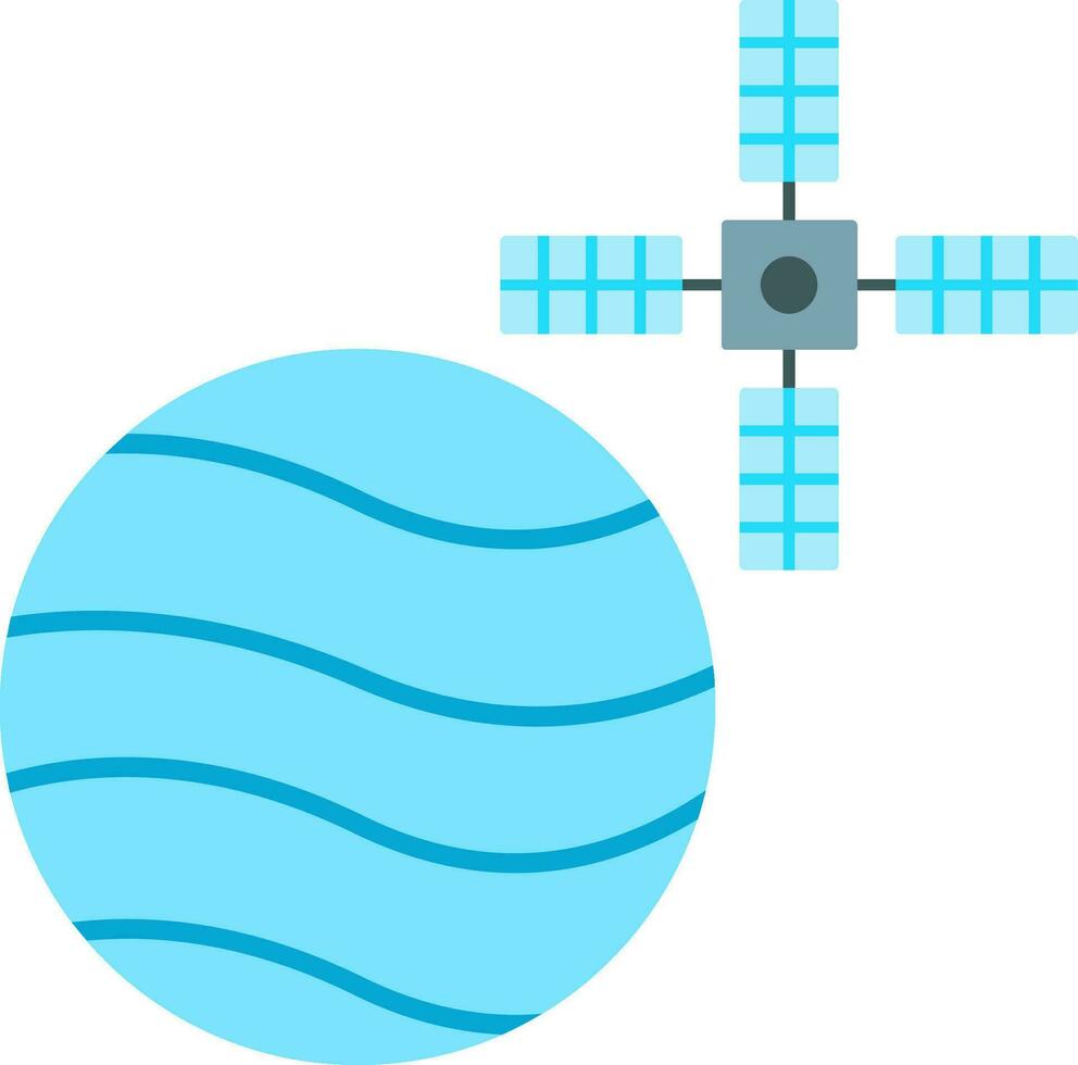 Mars With Satellite Flat Icon vector