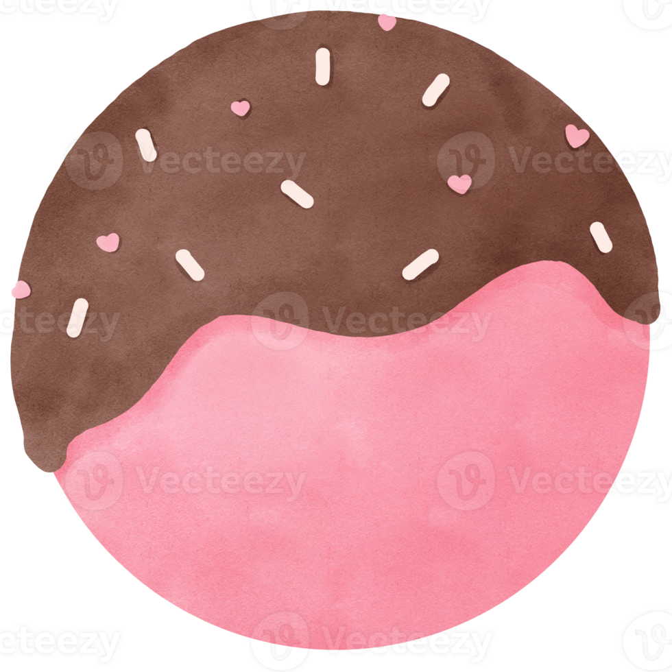 Chocolate strawberry topped with chocolate and rainbow toppings watercolor clip art png