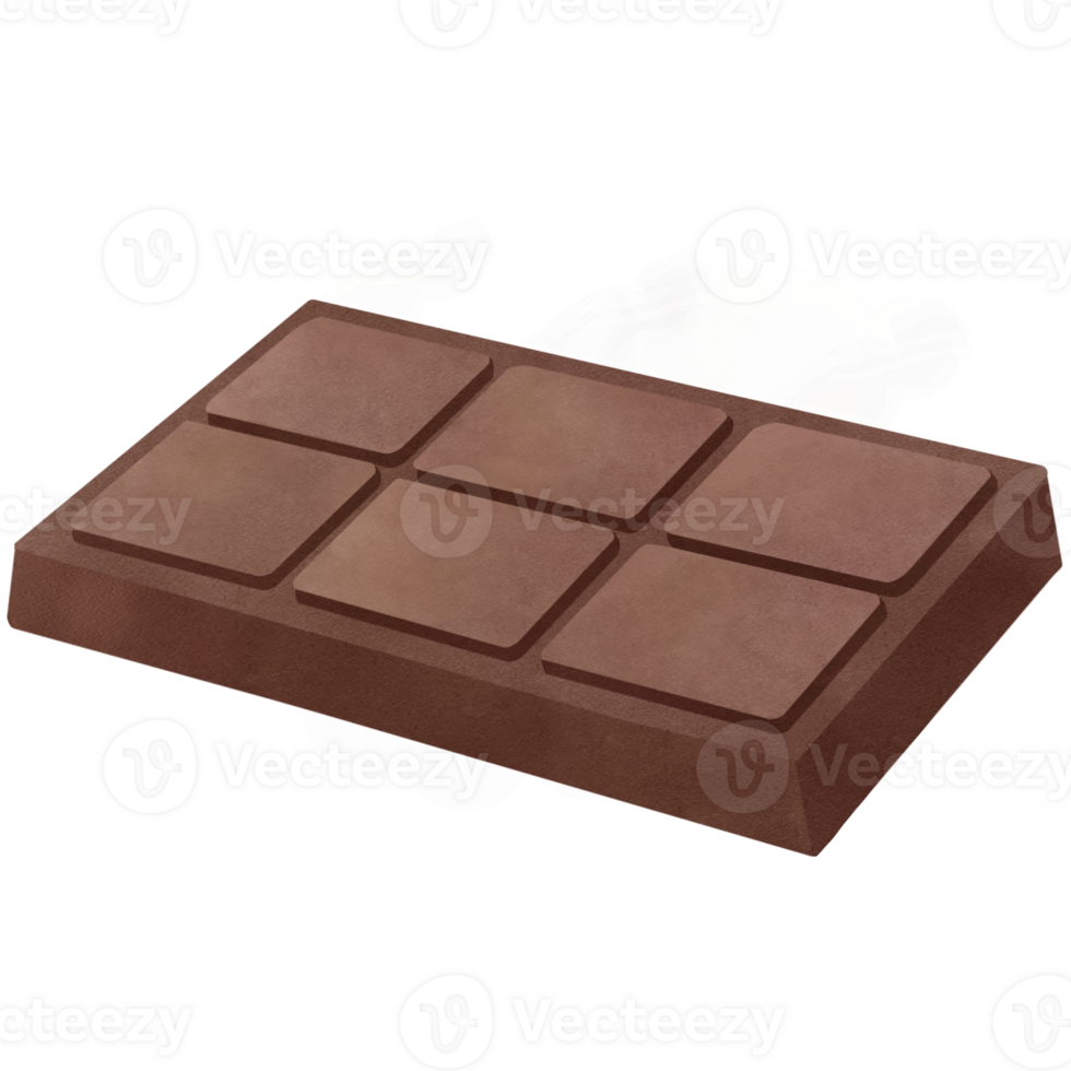 dark chocolate bar watercolor clip art png
