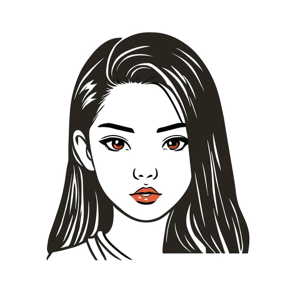 Beautiful woman face. Portrait of a beautiful woman. Vector illustration