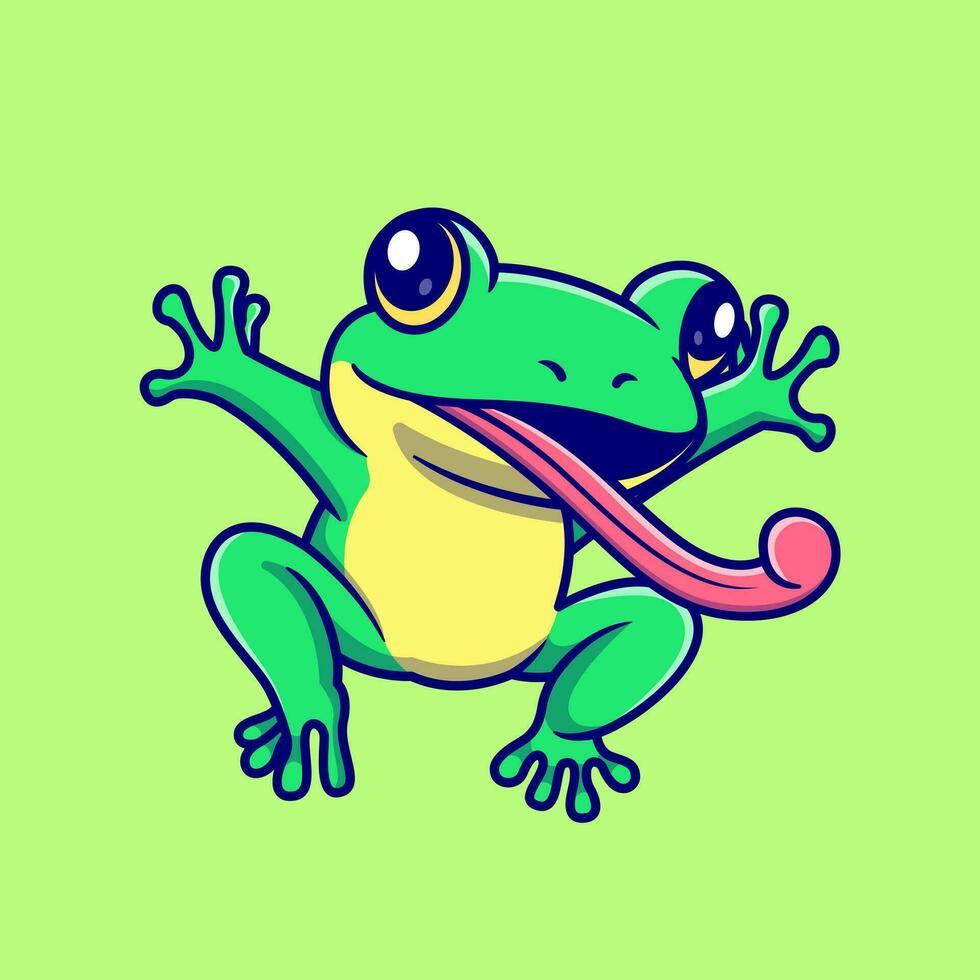 Cute Frog Toad Cartoon Vector Icon Illustration. Animal Nature Icon Concept Isolated Premium Vector. Flat Cartoon Style