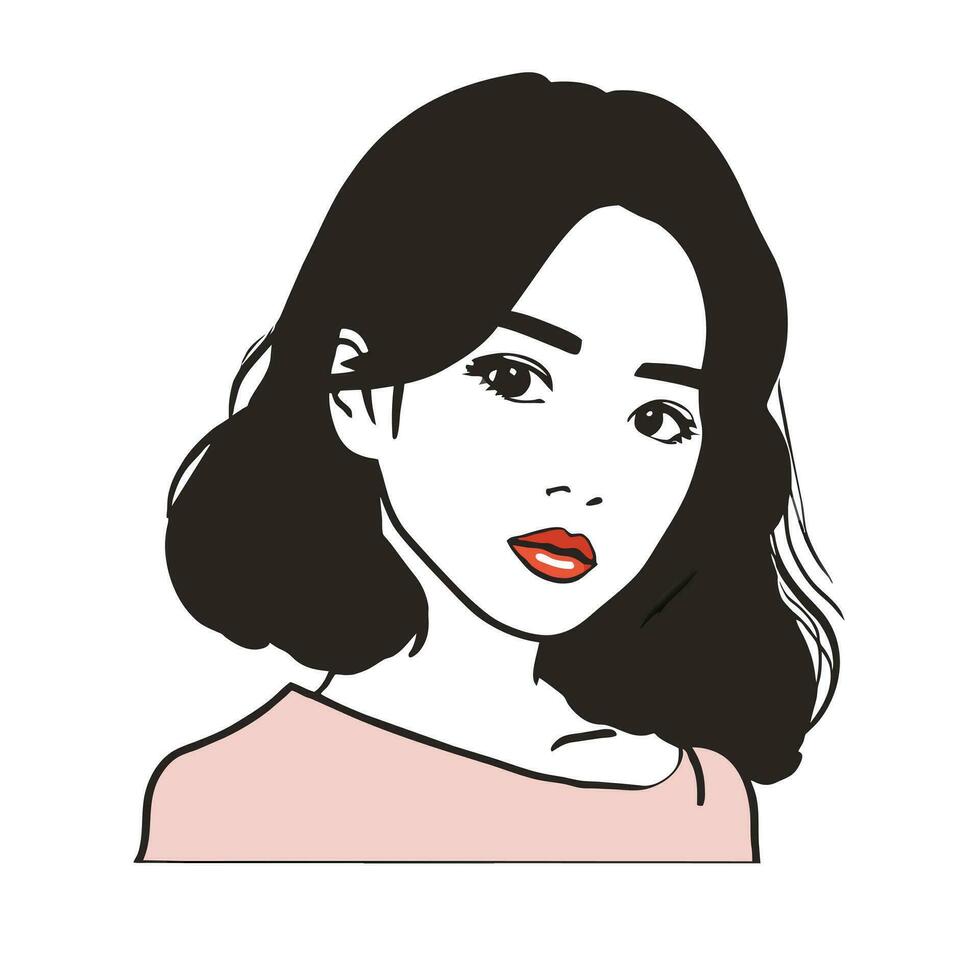 hermosa mujer rostro. retrato de un hermosa mujer. vector ilustración