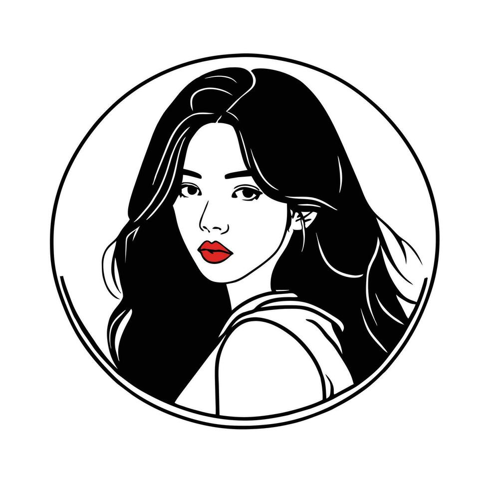 Beautiful woman face. Portrait of a beautiful woman. Vector illustration