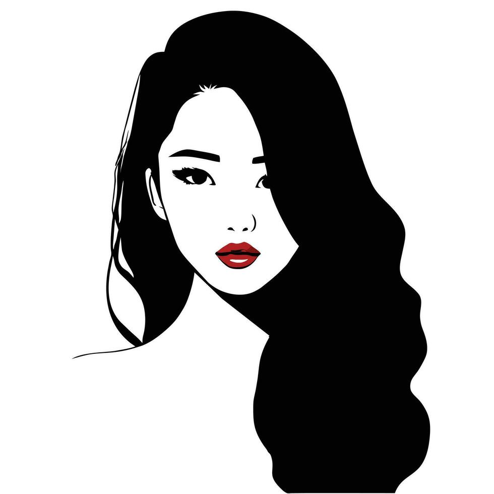 Beautiful woman face. Portrait of a beautiful woman. Vector illustration