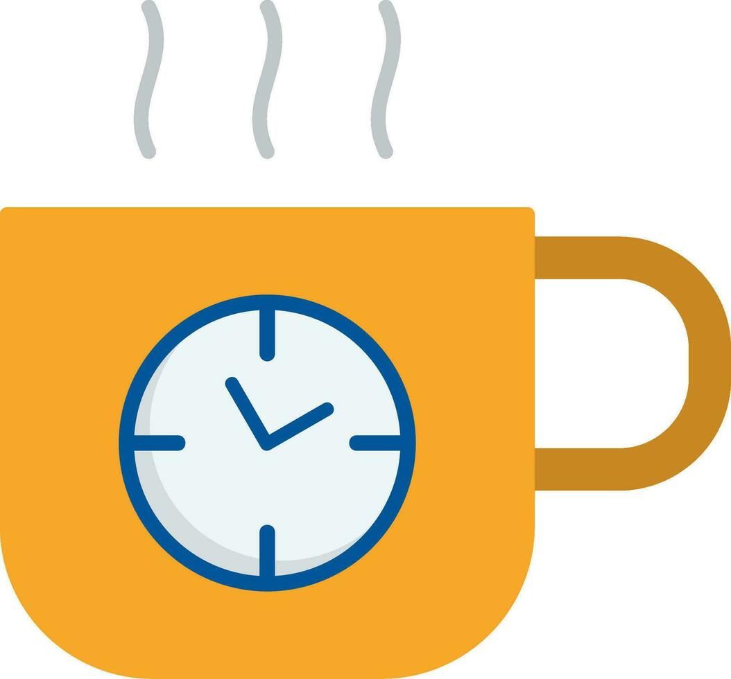 icono plano de la hora del café vector