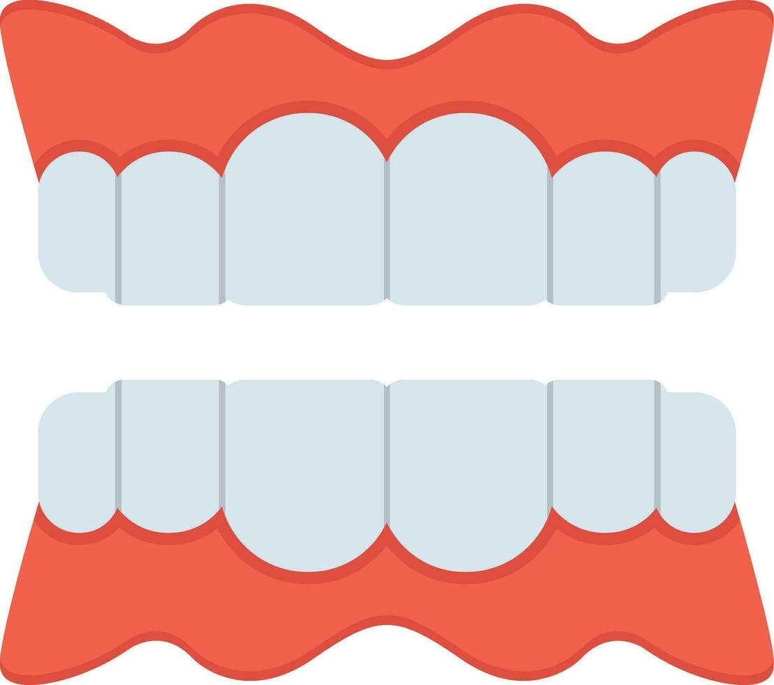 icono de dentadura plana vector