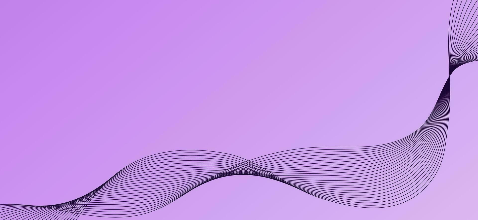 Purple background with abstract linear wave. Banner with minimalistic elegant design. vector