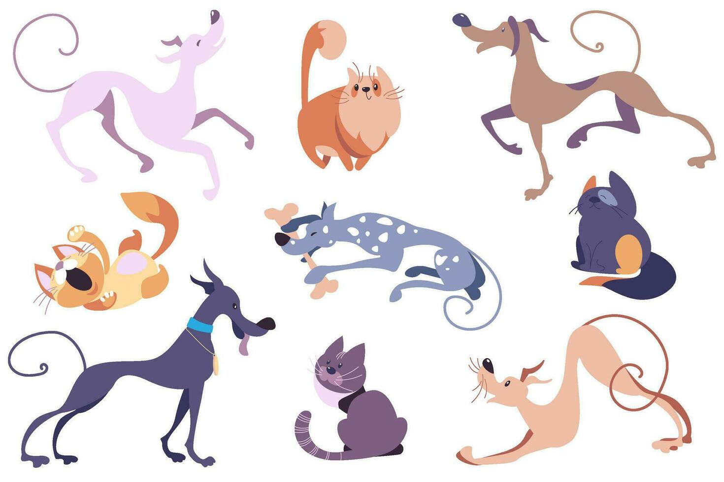 Set cute dogs and cats vector