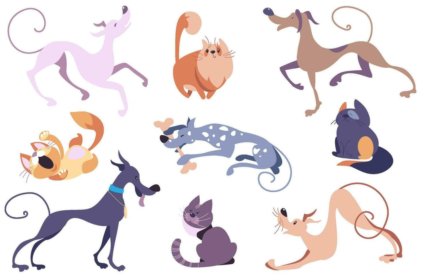 conjunto linda perros y gatos vector