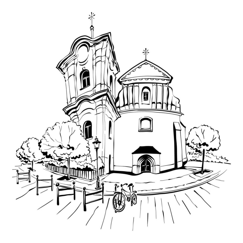 Church of Sacred Heart of Jesus in Poznan, Poland vector