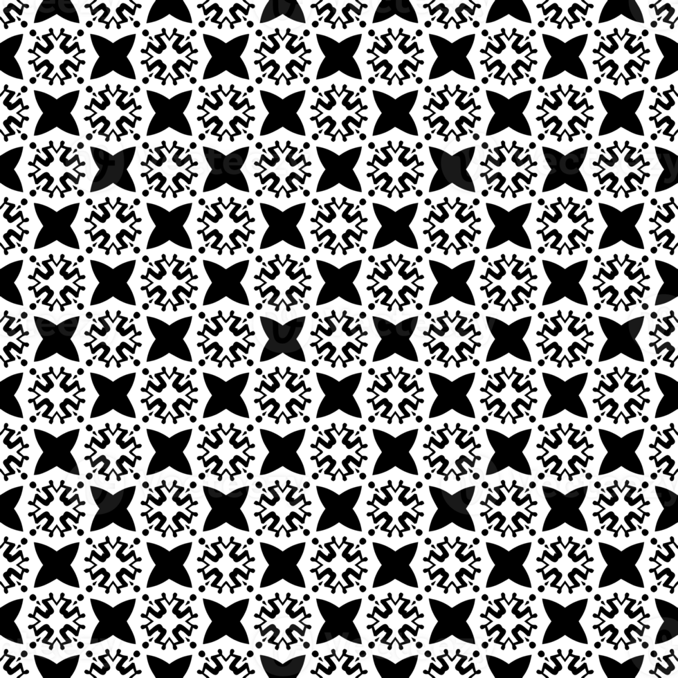 Black seamless abstract pattern. Overlay for background and backdrop. Ornamental design. PNG graphic illustration with transparent background.