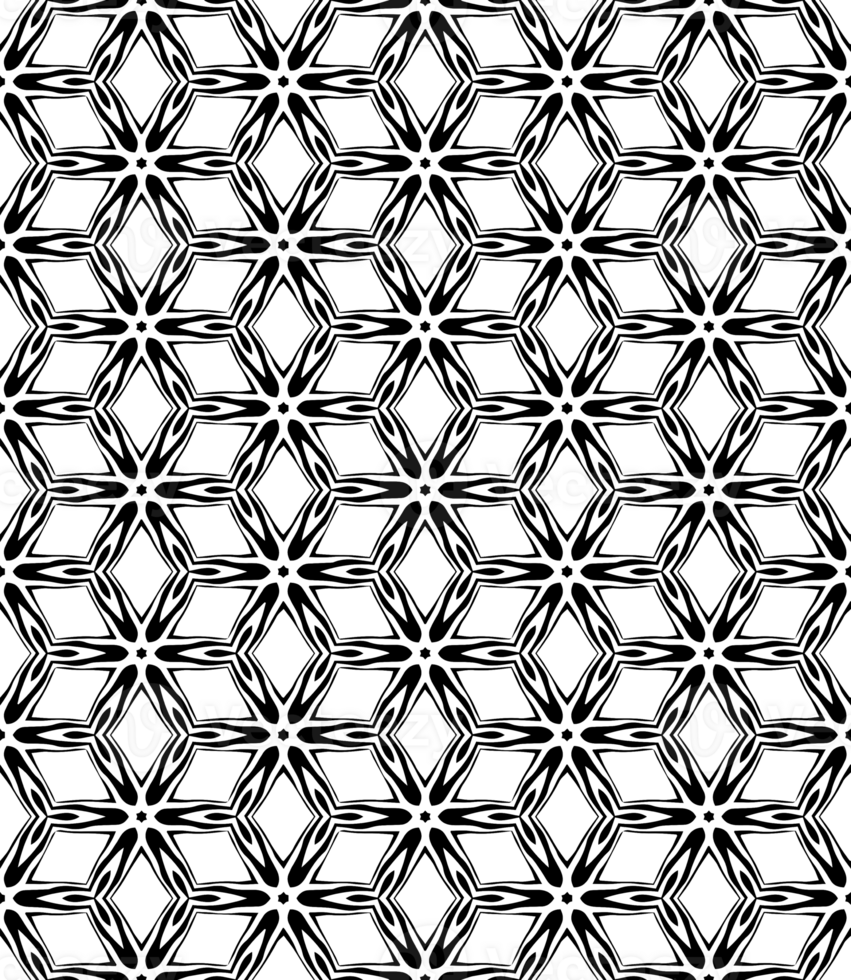 Black seamless abstract pattern. Overlay for background and backdrop. Ornamental design. PNG graphic illustration with transparent background.