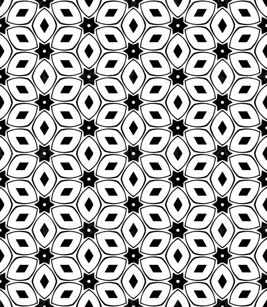 Black seamless abstract pattern. Overlay for background and backdrop. Ornamental design. PNG graphic illustration with transparent background.