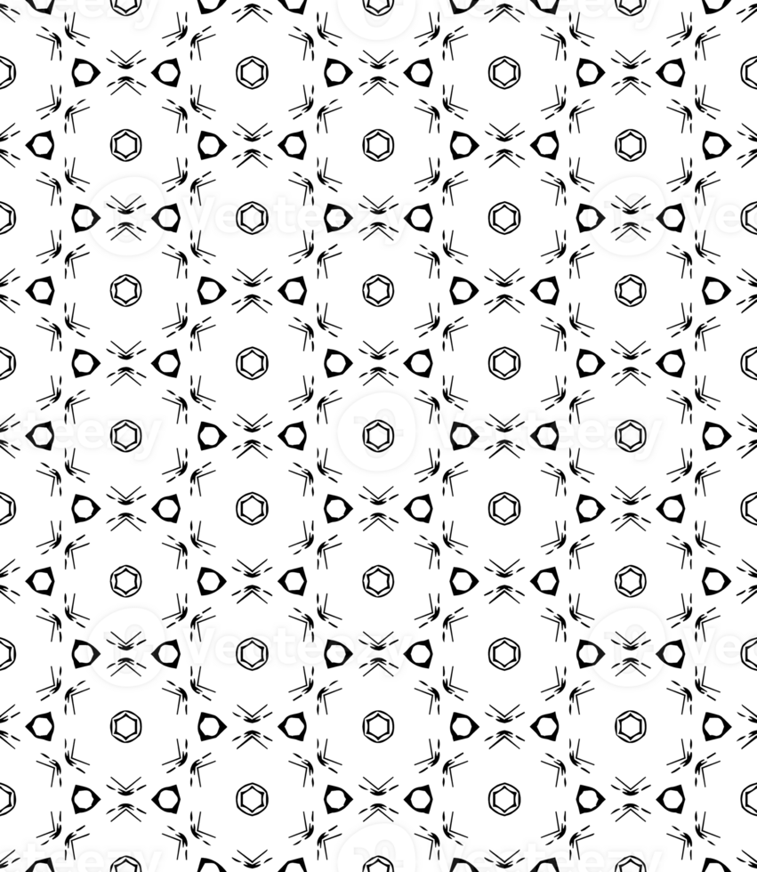 Black seamless abstract pattern. Overlay for background and backdrop. Ornamental design. PNG graphic illustration with transparent background.