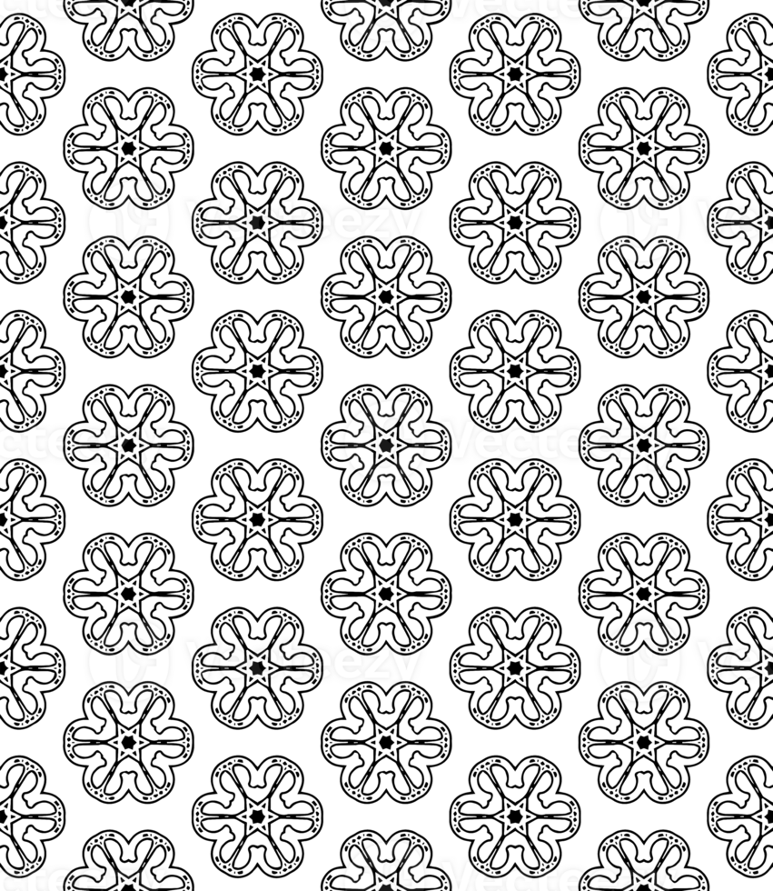Black seamless abstract pattern. Overlay for background and backdrop. Ornamental design. PNG graphic illustration with transparent background.