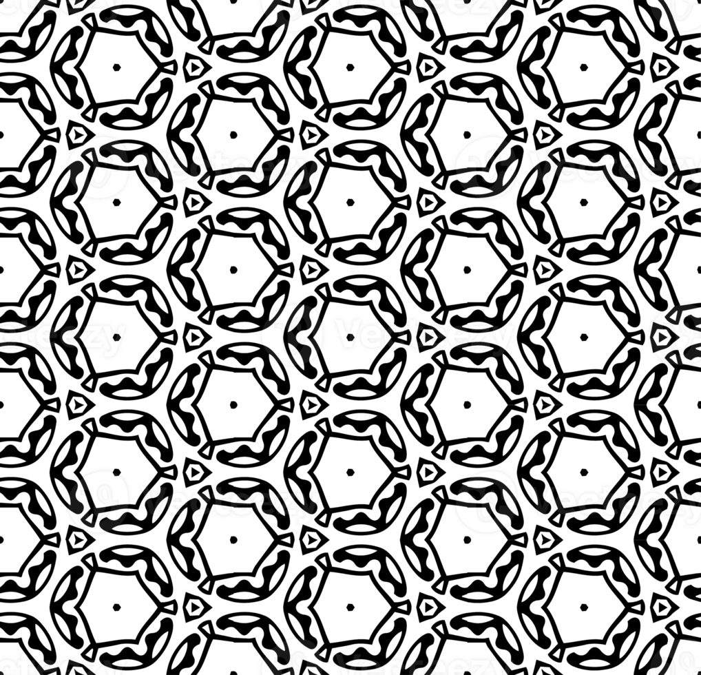 Black seamless abstract pattern. Overlay for background and backdrop. Ornamental design. PNG graphic illustration with transparent background.