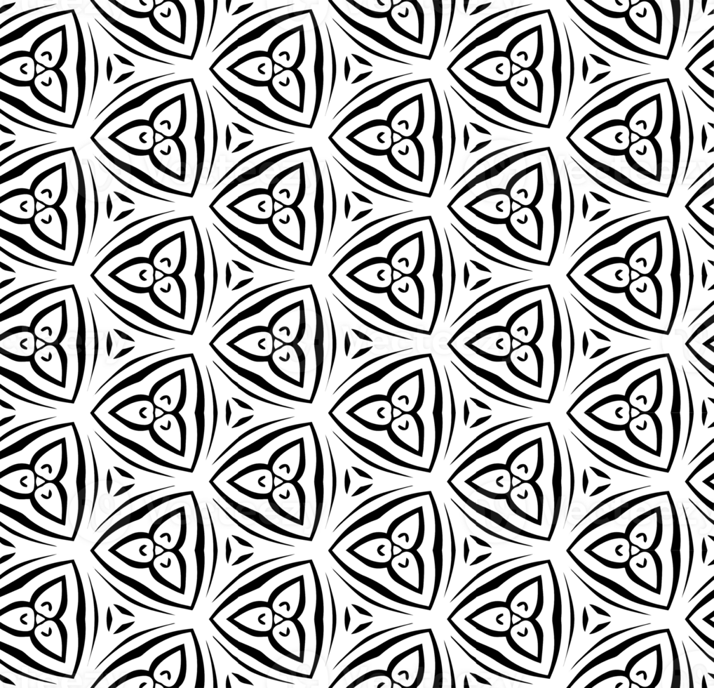 Black seamless abstract pattern. Overlay for background and backdrop. Ornamental design. PNG graphic illustration with transparent background.