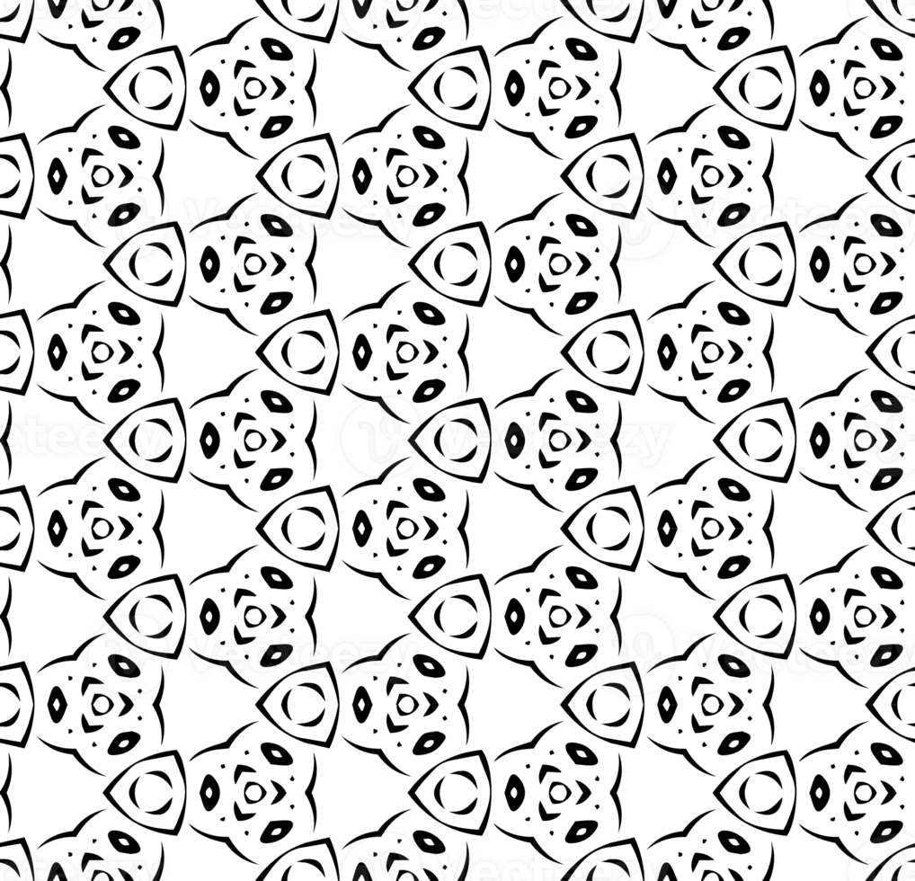 Black seamless abstract pattern. Overlay for background and backdrop. Ornamental design. PNG graphic illustration with transparent background.