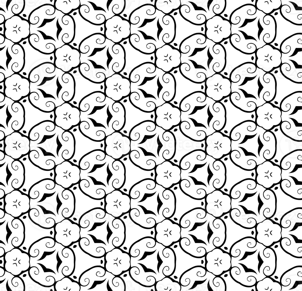 Black seamless abstract pattern. Overlay for background and backdrop. Ornamental design. PNG graphic illustration with transparent background.