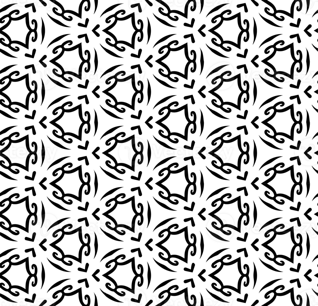 Black seamless abstract pattern. Overlay for background and backdrop. Ornamental design. PNG graphic illustration with transparent background.