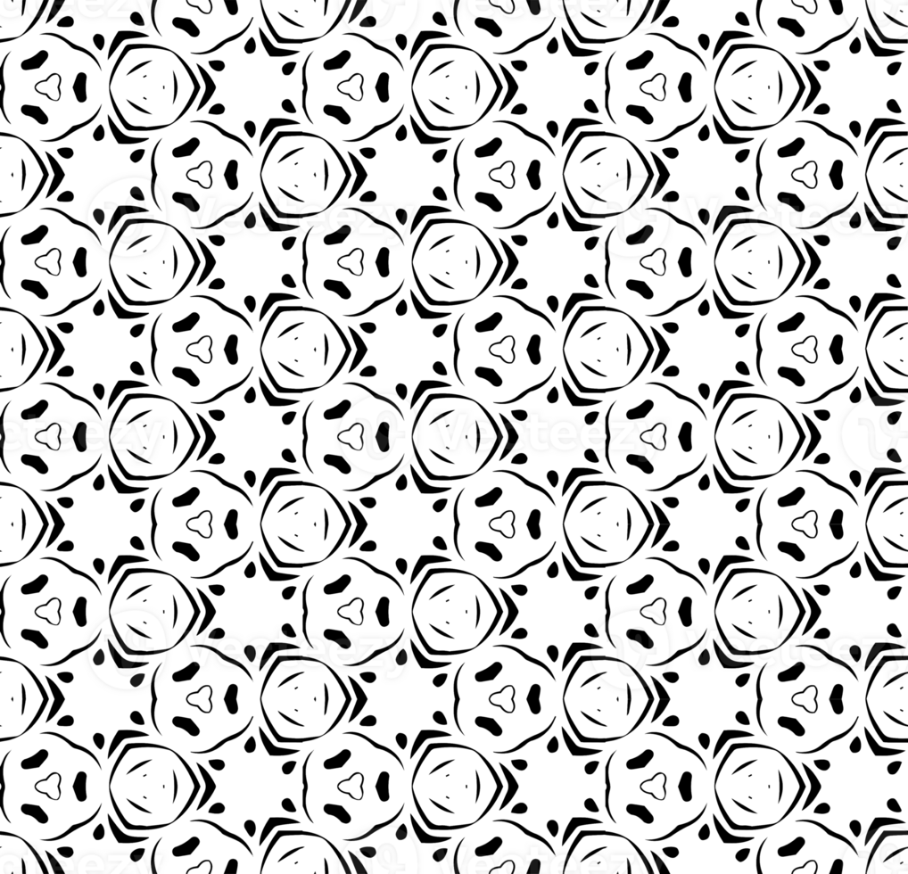 Black seamless abstract pattern. Overlay for background and backdrop. Ornamental design. PNG graphic illustration with transparent background.