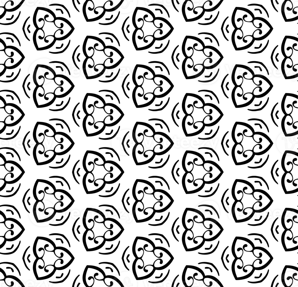 Black seamless abstract pattern. Overlay for background and backdrop. Ornamental design. PNG graphic illustration with transparent background.
