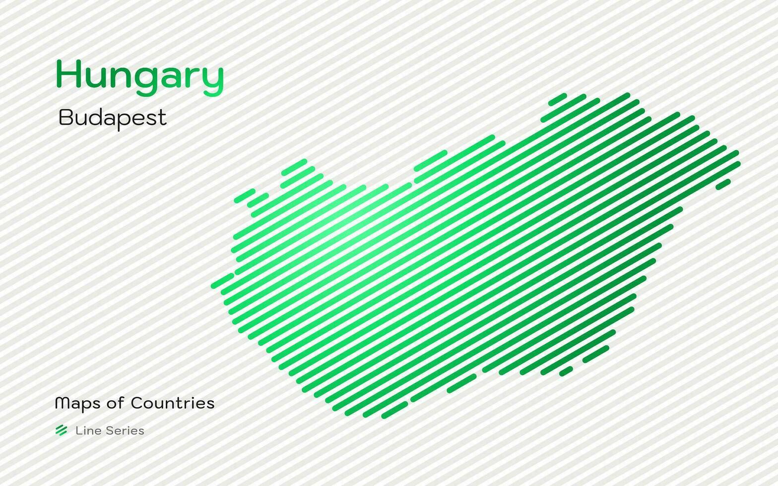 Hungary Map in a Line Pattern. Stylized simple vector map
