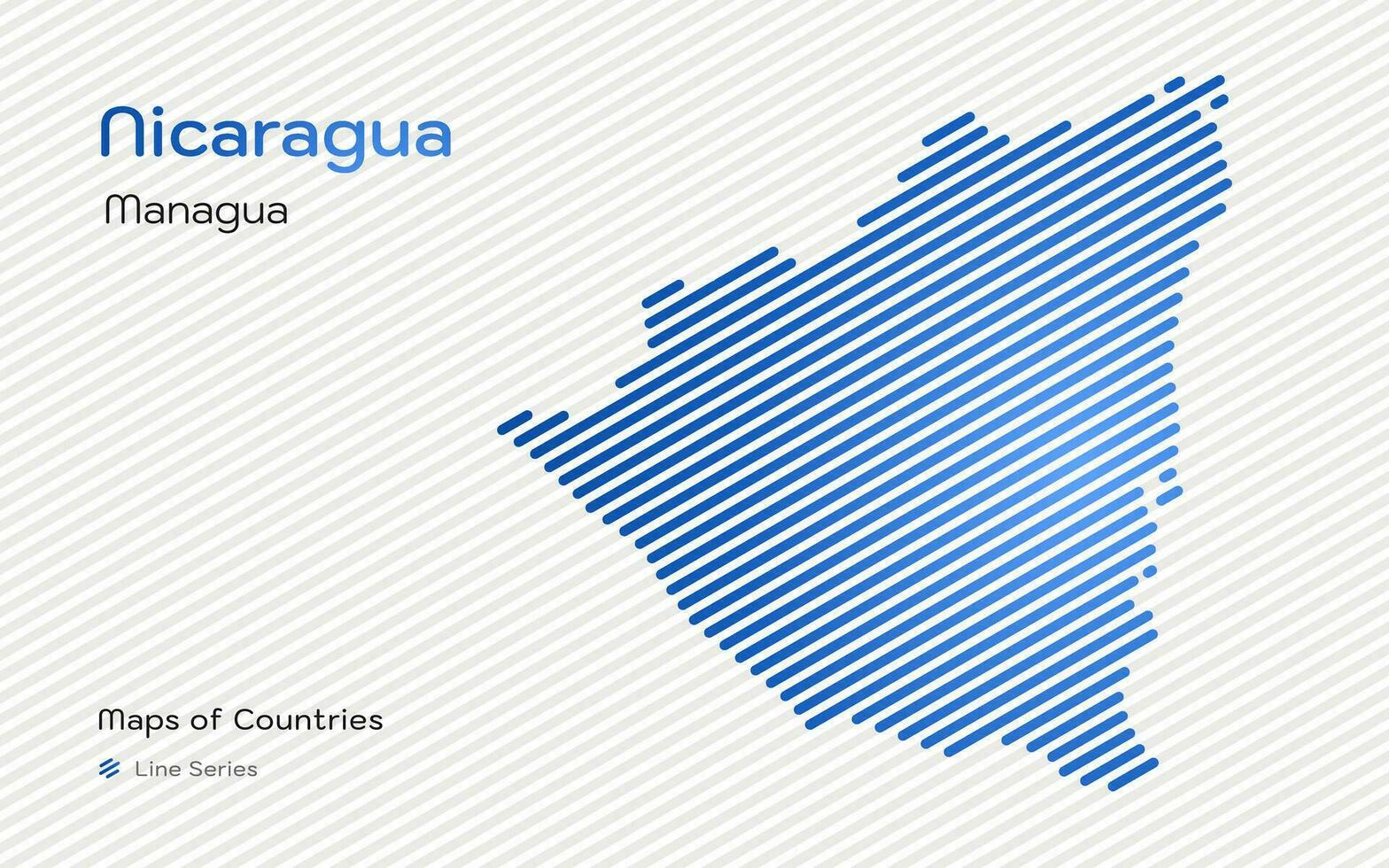 Nicaragua Map in a Line Pattern. Stylized simple vector map