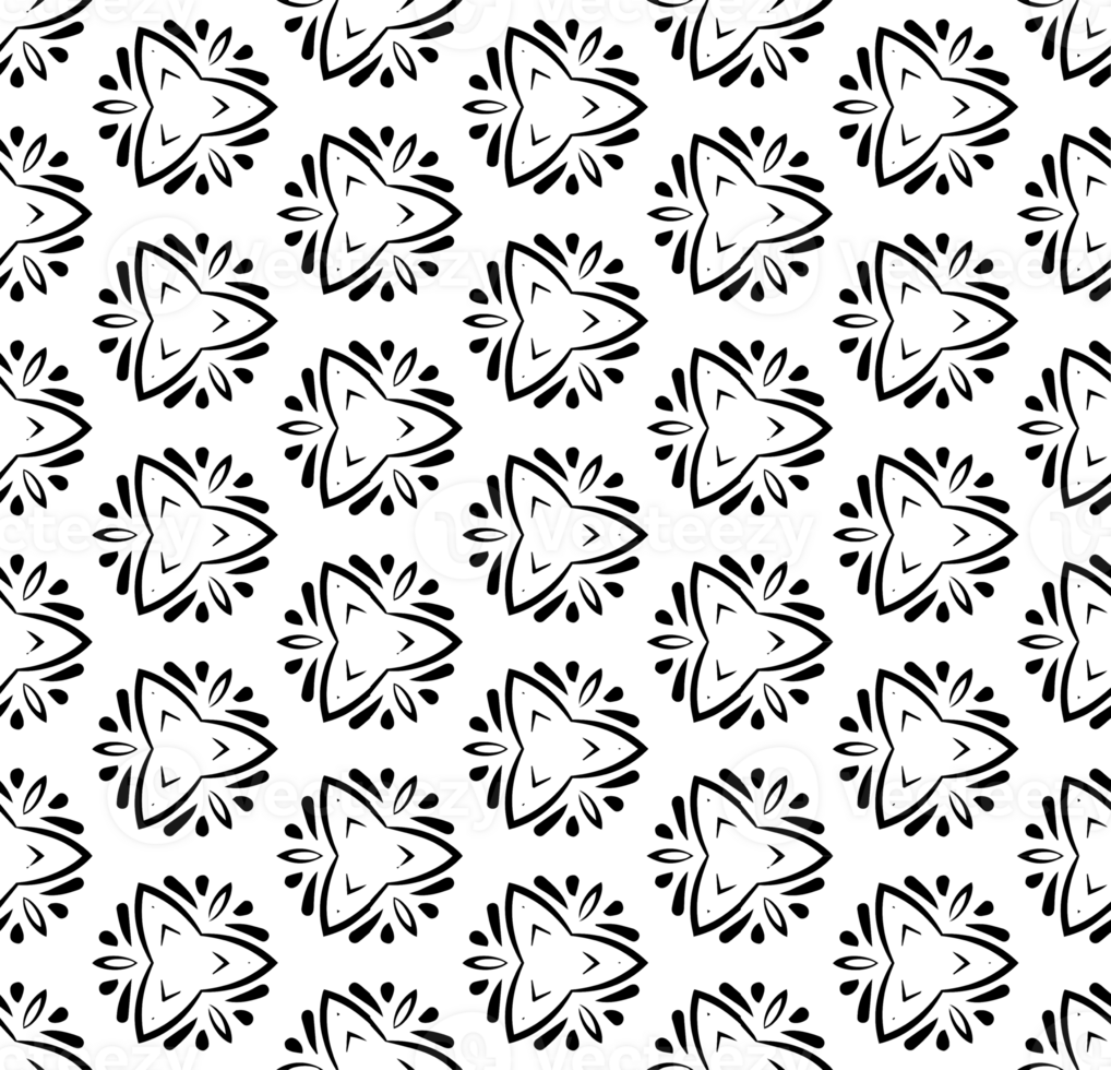 Black seamless abstract pattern. Overlay for background and backdrop. Ornamental design. PNG graphic illustration with transparent background.
