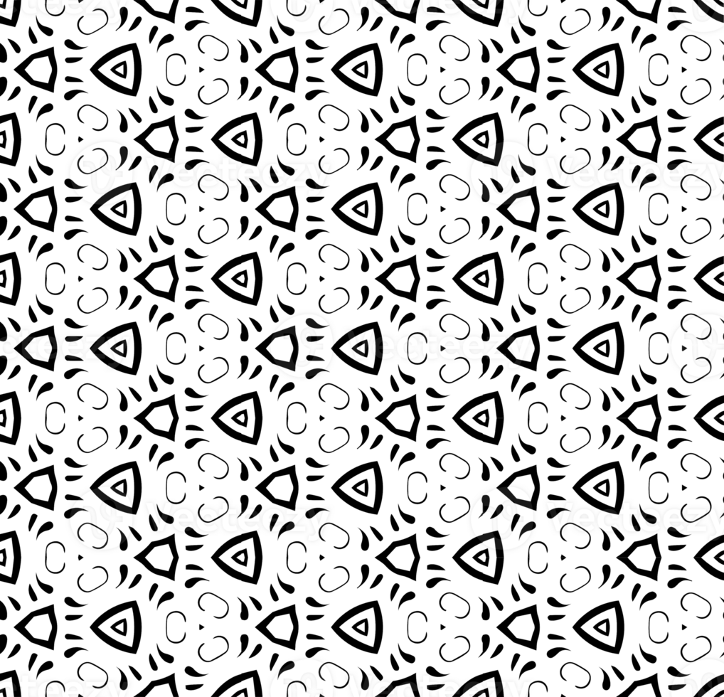 Black seamless abstract pattern. Overlay for background and backdrop. Ornamental design. PNG graphic illustration with transparent background.