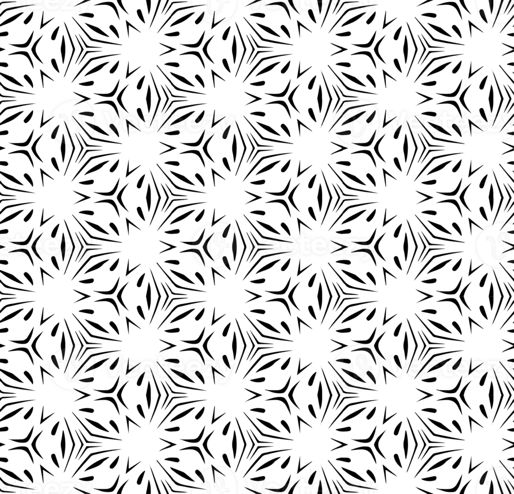 Black seamless abstract pattern. Overlay for background and backdrop. Ornamental design. PNG graphic illustration with transparent background.