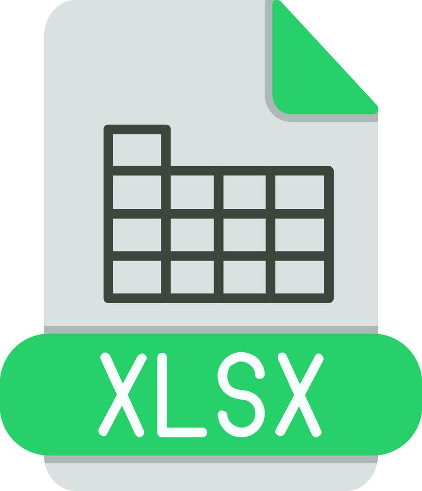 xlsx plano icono vector