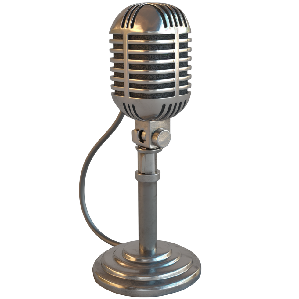 AI generated Retro microphone, 3d design. Suitable for music, entertainment and design elements png