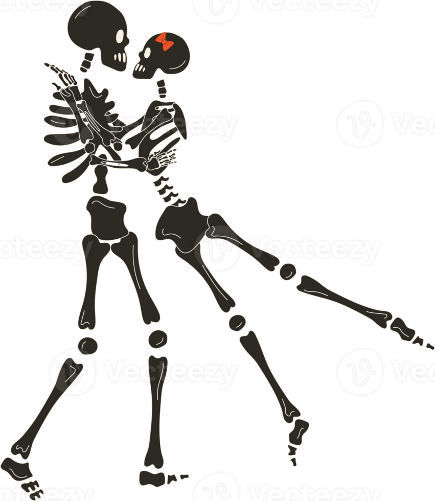 Funny Skeleton with decor for Valentine's day. Cute character Skeleton Bones png