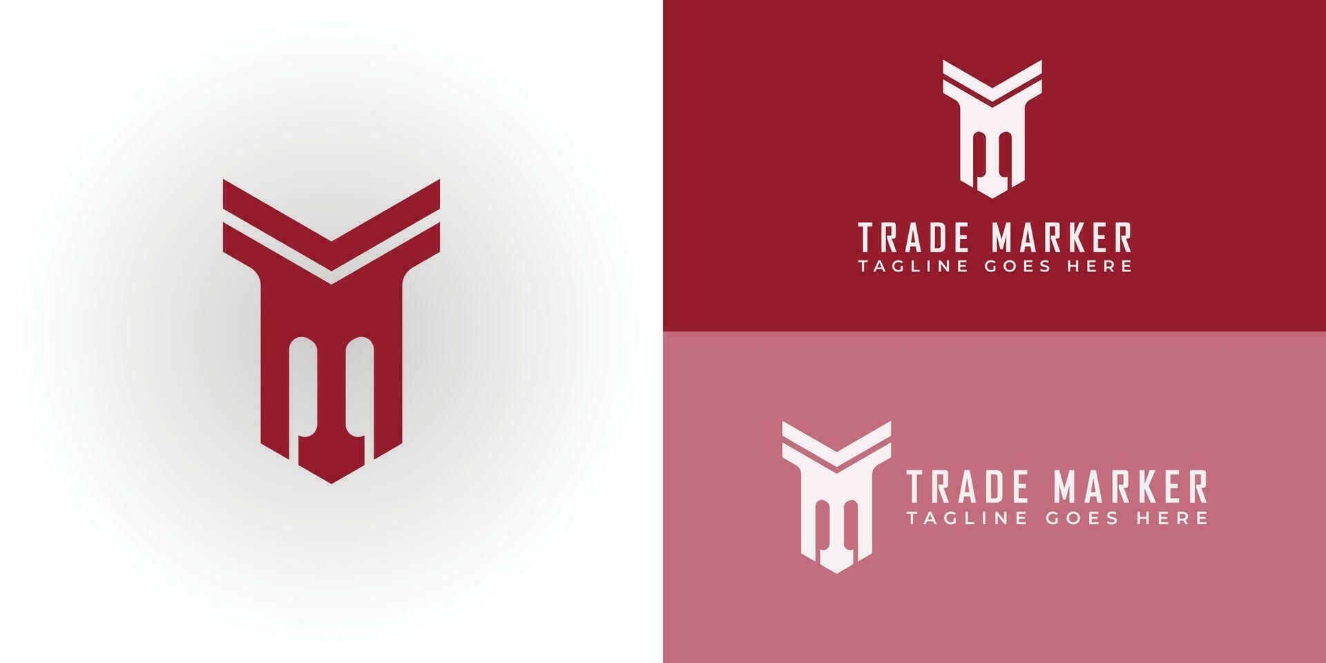 Abstract initial letter TM or MT logo in red color isolated in white background applied for Real Estate Transaction Coordination company logo also suitable for the brands or companies. vector