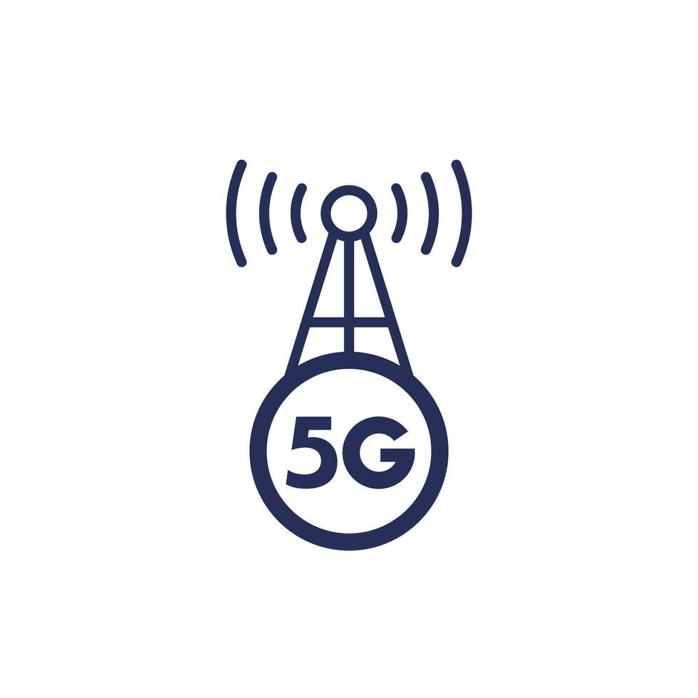 5G antenna tower icon on white vector