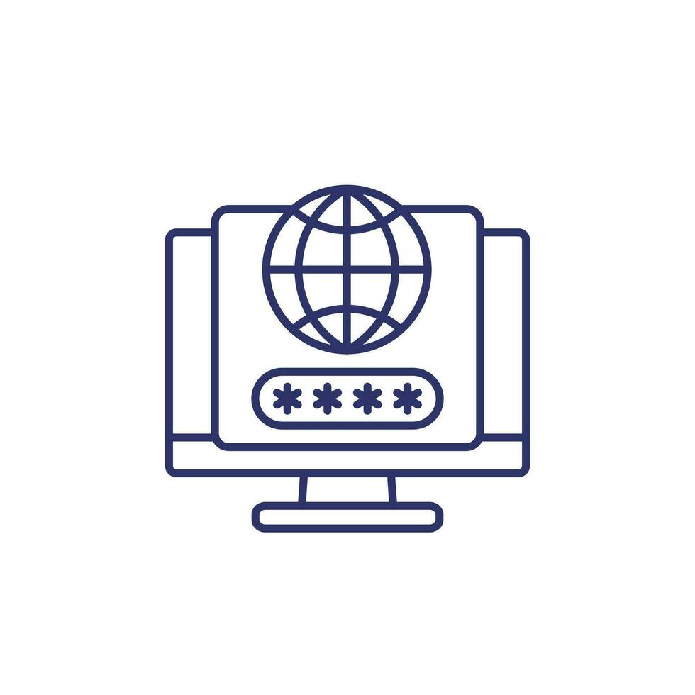 password protected network line icon vector