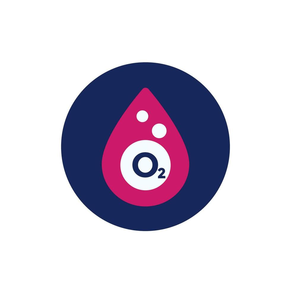 oxygen in blood icon, flat vector